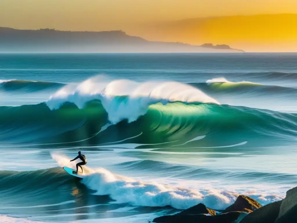 Un emocionante atardecer de surfistas en Punta del Diablo, Uruguay