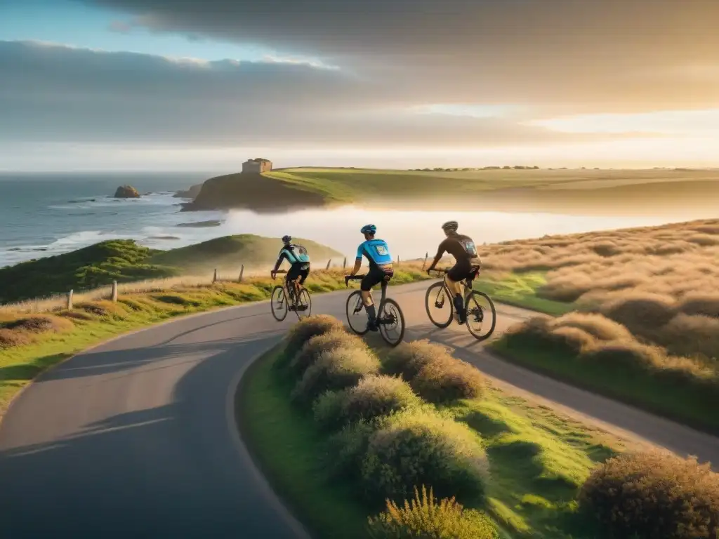 Un emocionante paseo en bicicleta por la costa de Uruguay al atardecer