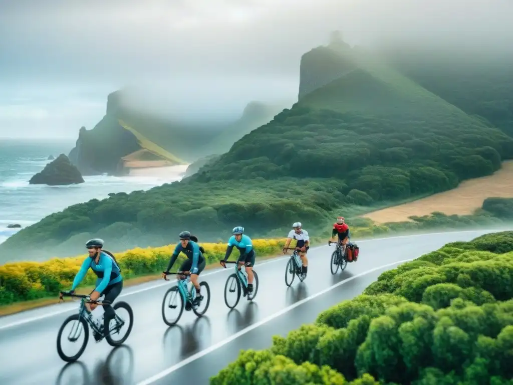 Un emocionante paseo en bicicleta por la costa de Uruguay, rodeados de paisajes verdes y el mar brillante