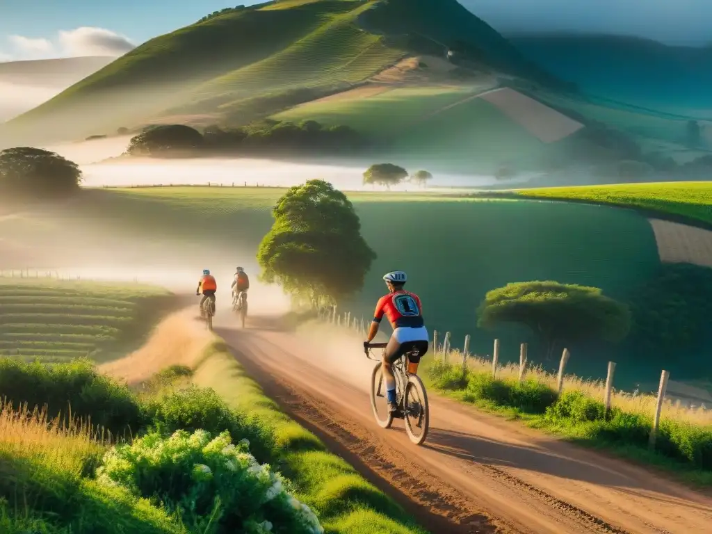 Un emocionante paseo en bicicleta por Rutas bicicleta Uruguay rural al atardecer