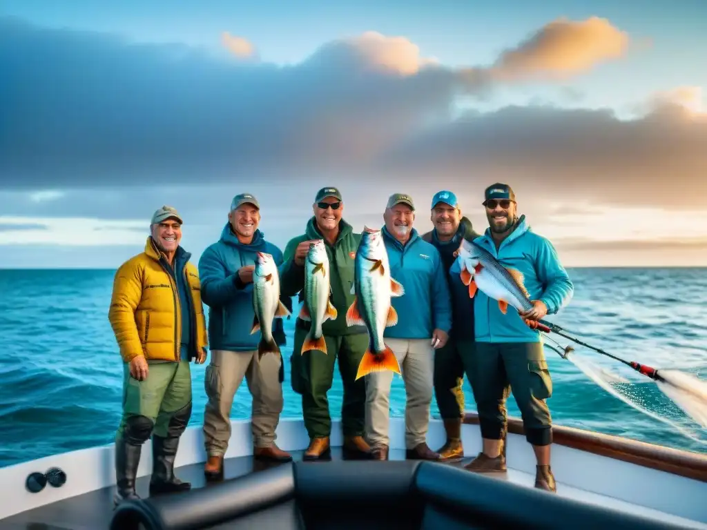 Emocionante pesca deportiva: pescadores uruguayos muestran sus trofeos con orgullo en el mar brillante