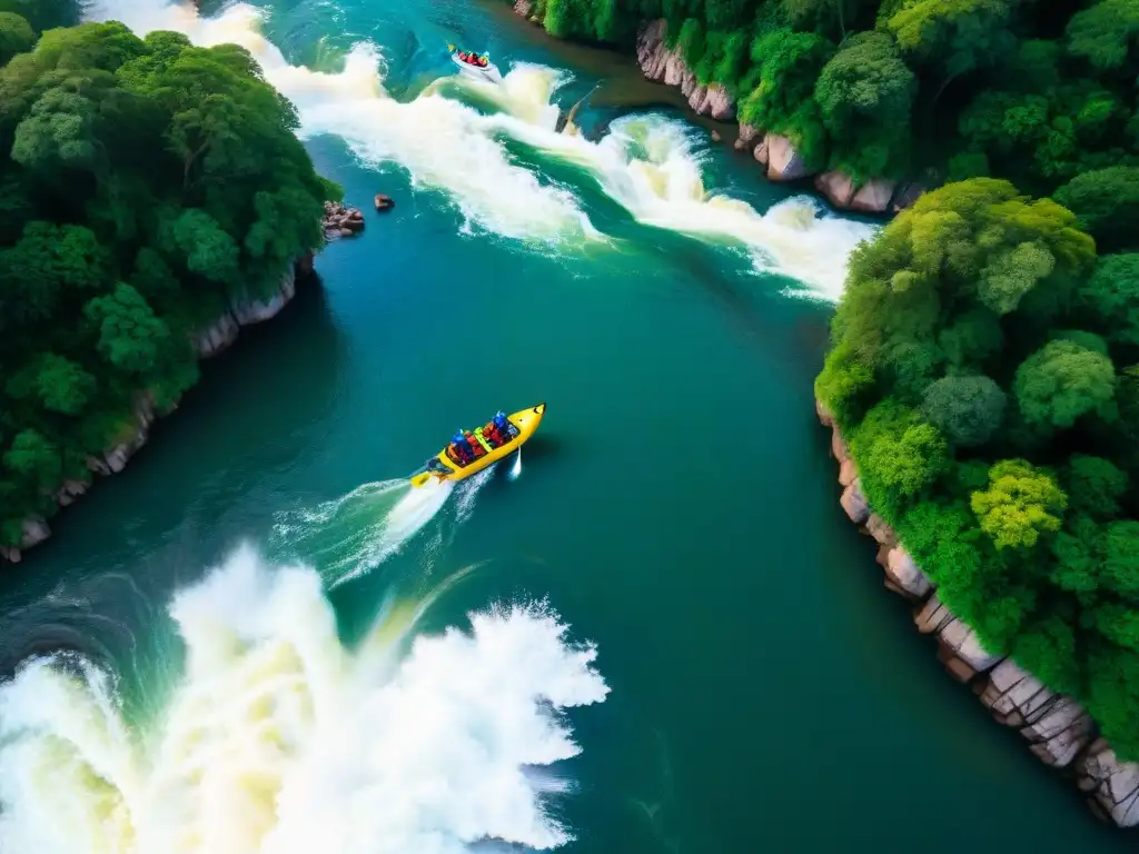 Emocionante rafting en el majestuoso Río Uruguay, rodeado de naturaleza exuberante