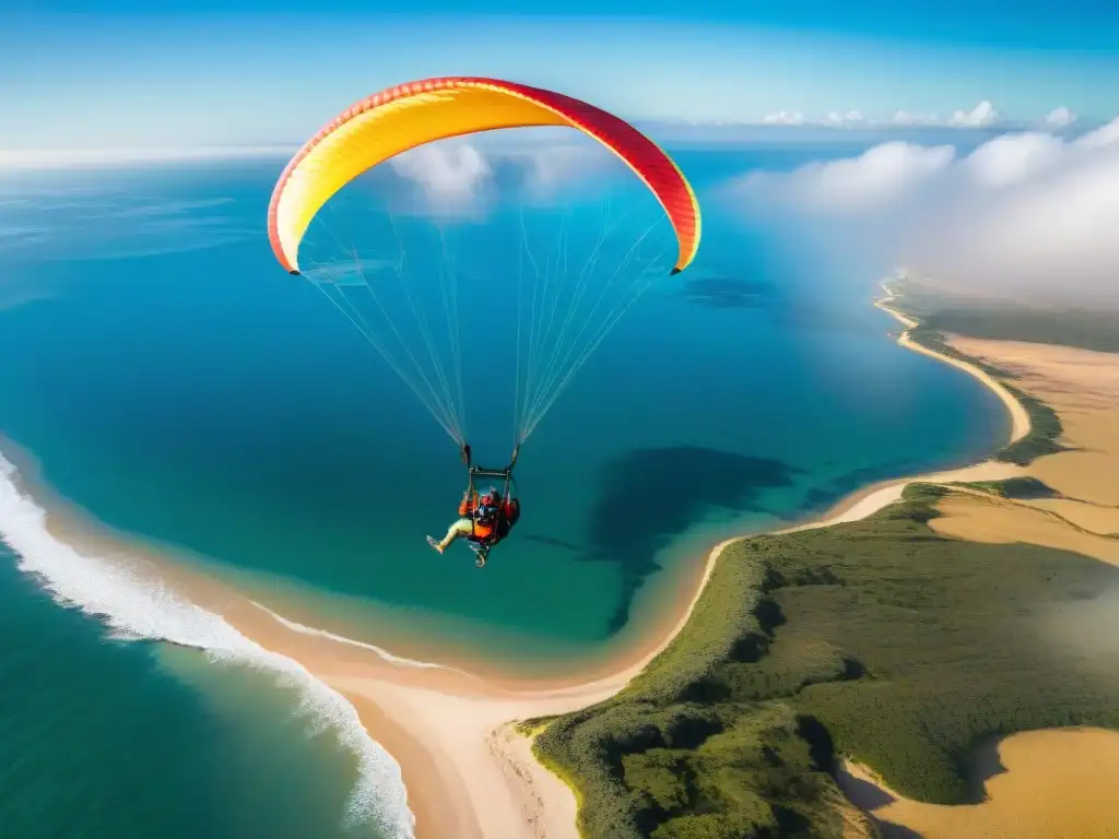 Emocionante vuelo en parapente tándem sobre la costa de Uruguay