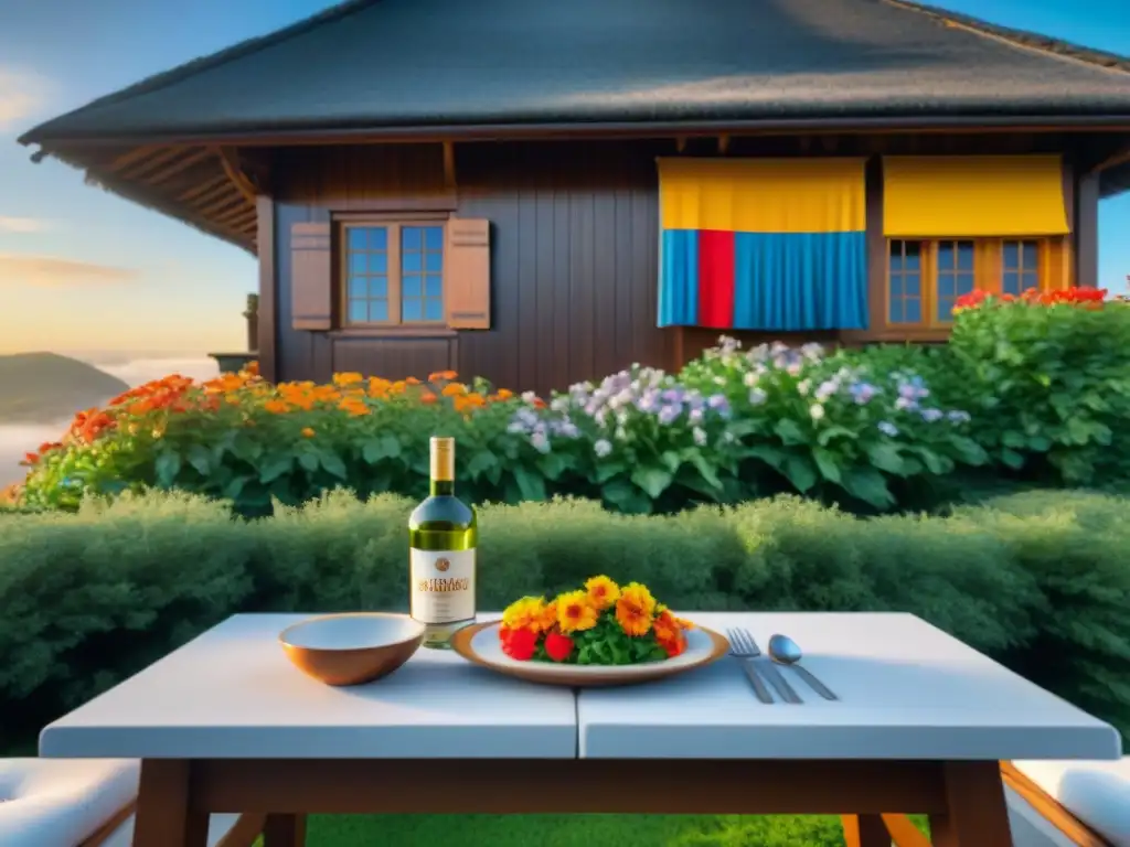 Encantador chalet suizo en Colonia Suiza, Uruguay, con gastronomía tradicional y flores coloridas