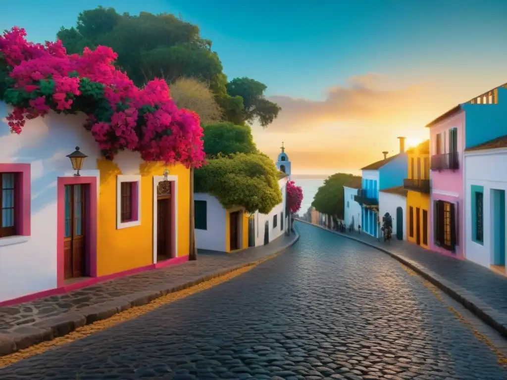 Encanto de pueblo uruguayo capturando la esencia al atardecer