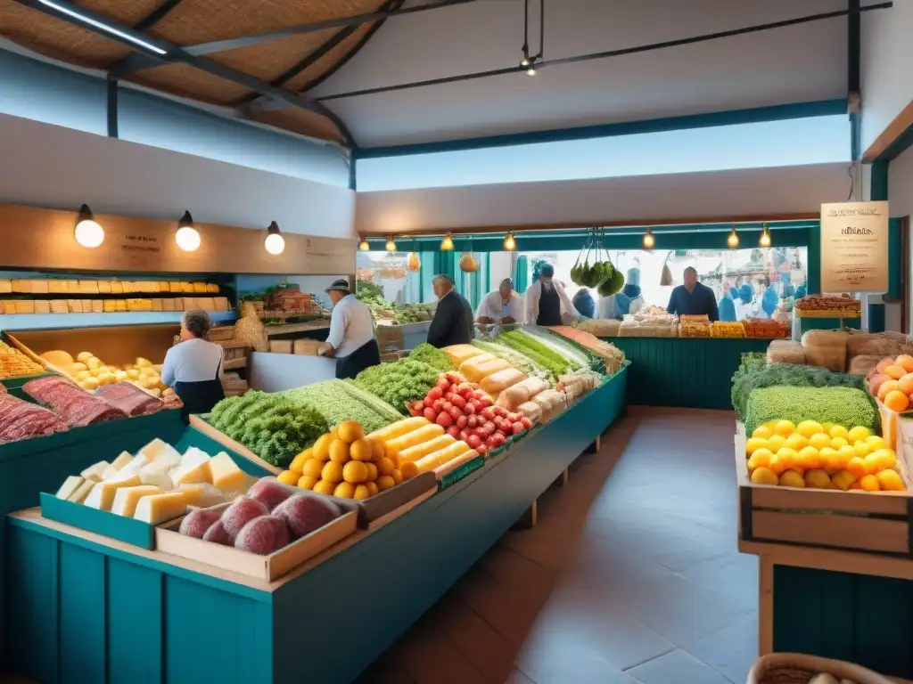 Mercado gourmet en Uruguay: colores vibrantes y productos exclusivos Explora la energía y colores de los mercados gourmet en Uruguay, con productos exclusivos y clientes vivaces