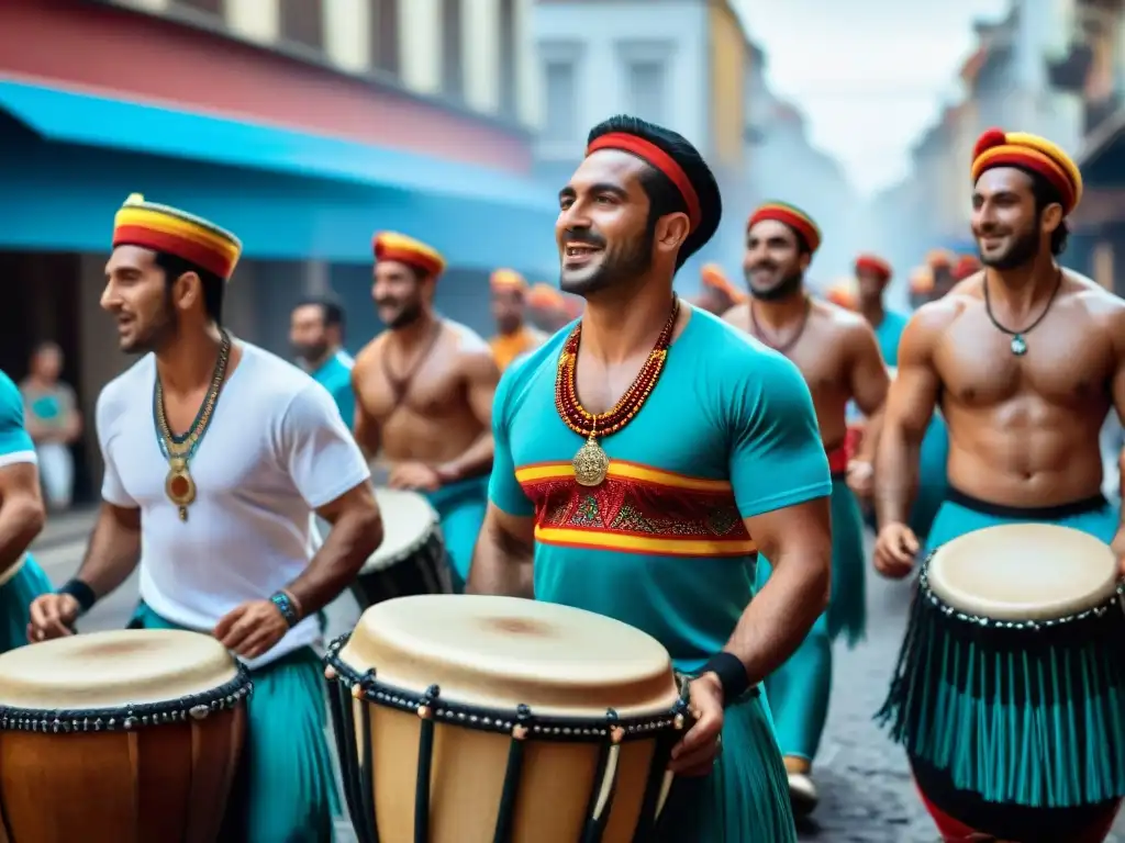 Enérgica competencia de tambores en Uruguay: músicos de candombe desfilan con alegría y pasión en la calle