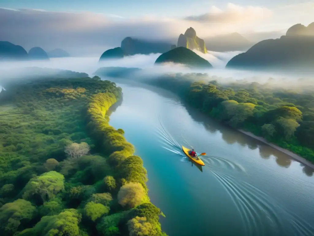 Un épico recorrido en kayaks por el majestuoso Río Uruguay, rodeados de exuberante vegetación