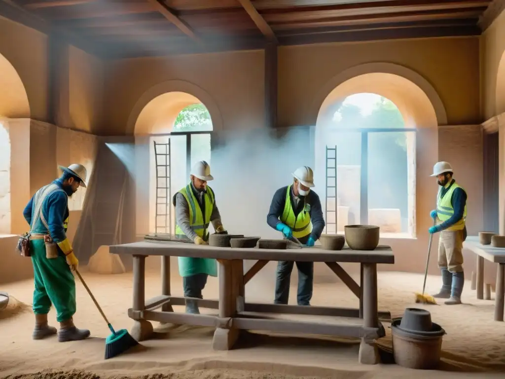 Un equipo internacional de especialistas en conservación del patrimonio cultural restaura un monumento histórico en Uruguay