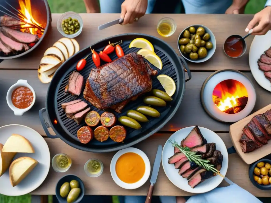 Una escena vibrante de un asado uruguayo tradicional en fotografía