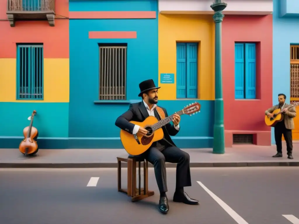 Escenas vibrantes de Montevideo: músicos callejeros y murales coloridos reflejan la rica influencia musical de la ciudad