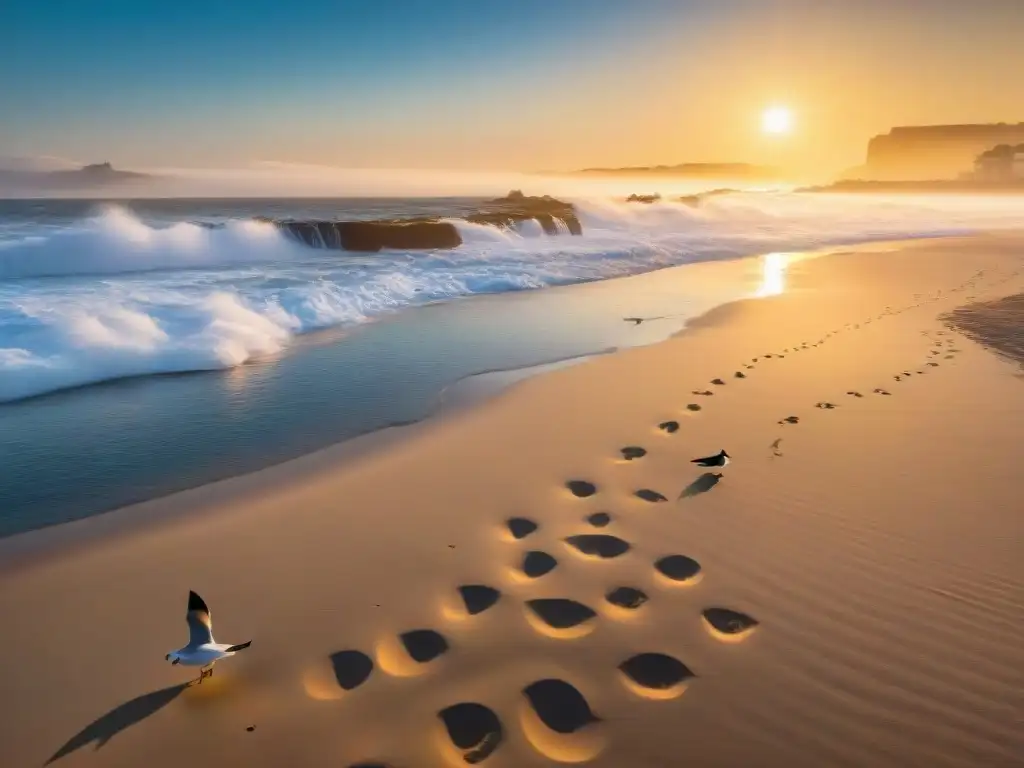 Espectacular amanecer en la costa de Uruguay, ideal para correr