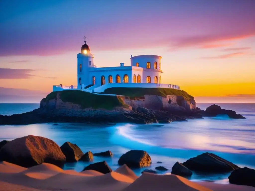 Espectacular atardecer sobre Casapueblo en Punta Ballena, Uruguay