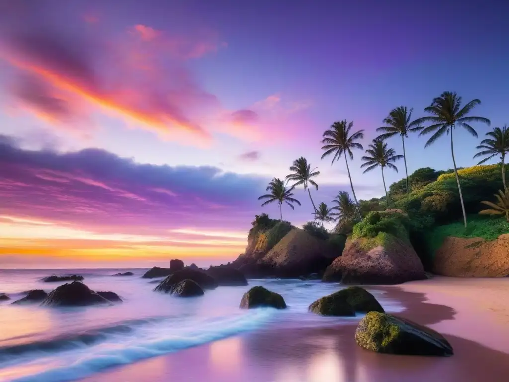 Espectacular atardecer sobre la costa de Trinidad, Uruguay