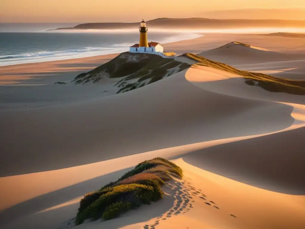 Espectacular atardecer sobre dunas doradas de Cabo Polonio en Uruguay