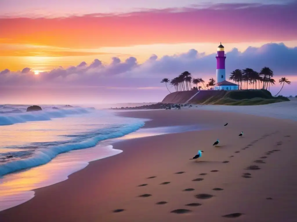 Espectacular atardecer en Punta del Este, Uruguay, con tonos cálidos y serena atmósfera