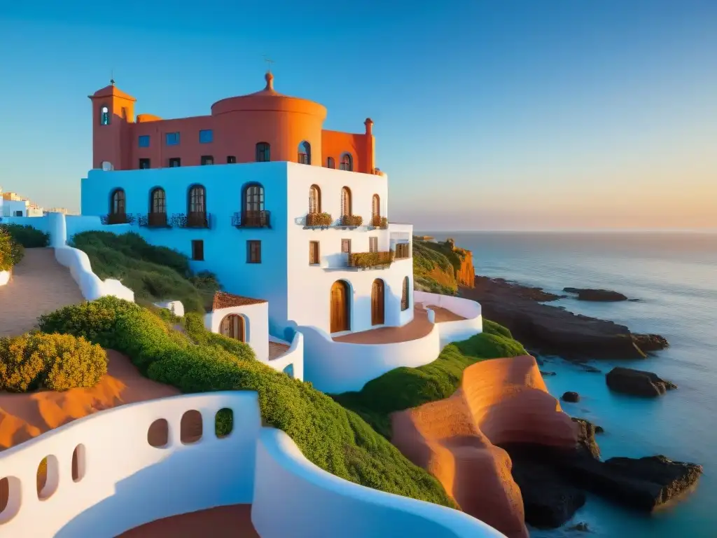 Espléndida Casapueblo al atardecer en Punta Ballena, Uruguay