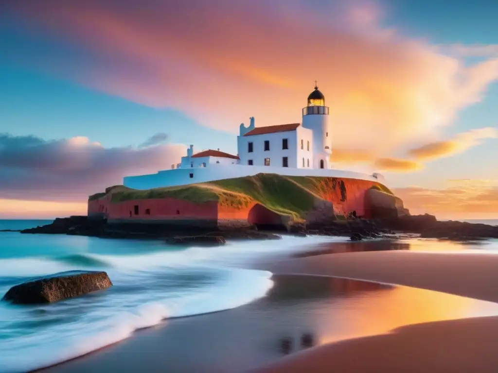 Espléndido atardecer en Casapueblo, Punta Ballena, Uruguay, reflejando paz y belleza