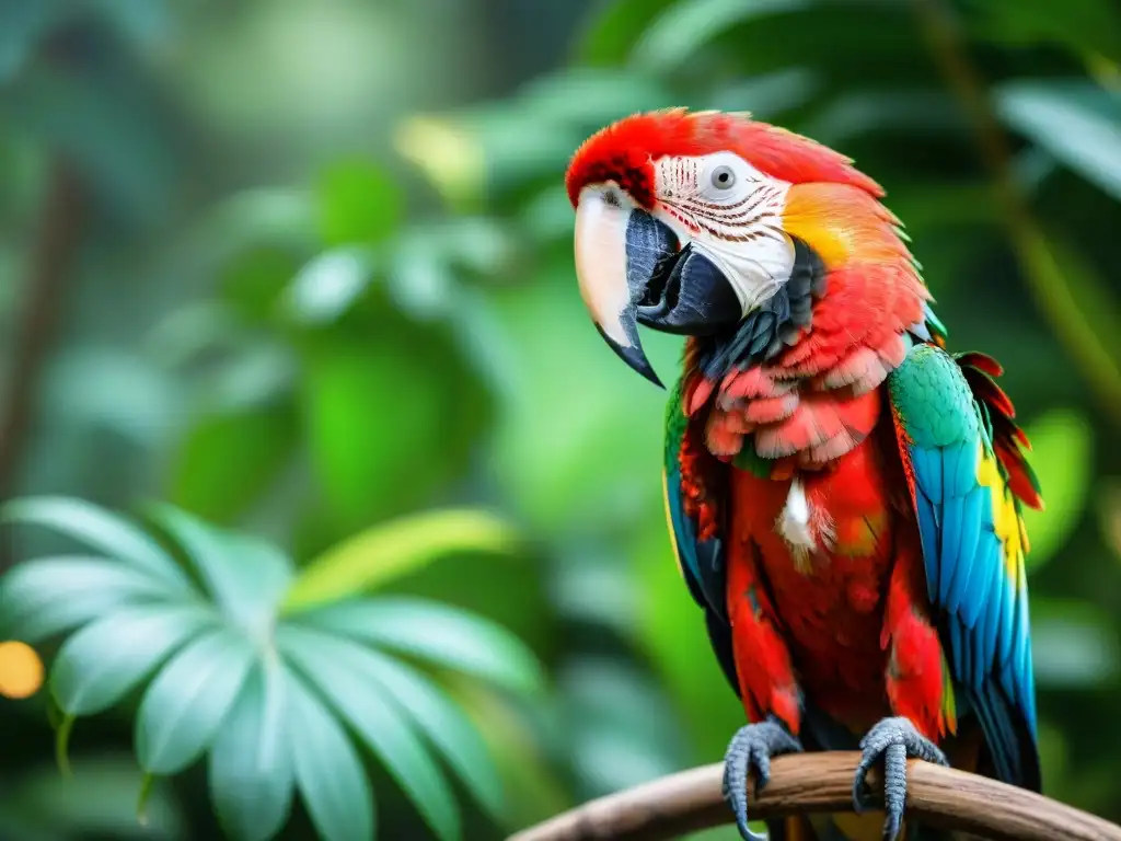 Espléndido Guacamayo Escarlata en la selva tropical