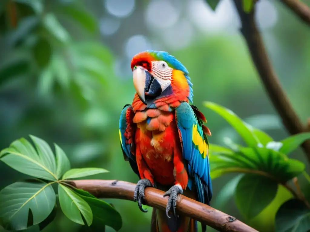 Esplendoroso Guacamayo Escarlata en la Selva de Uruguay Espléndido Guacamayo Escarlata en la selva uruguaya