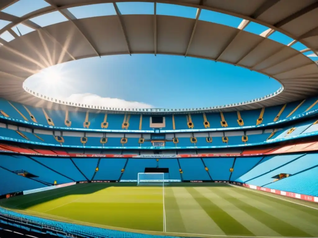 Estadio Centenario en Montevideo, Uruguay, donde leyendas del fútbol han brillado, con una atmósfera vibrante y única