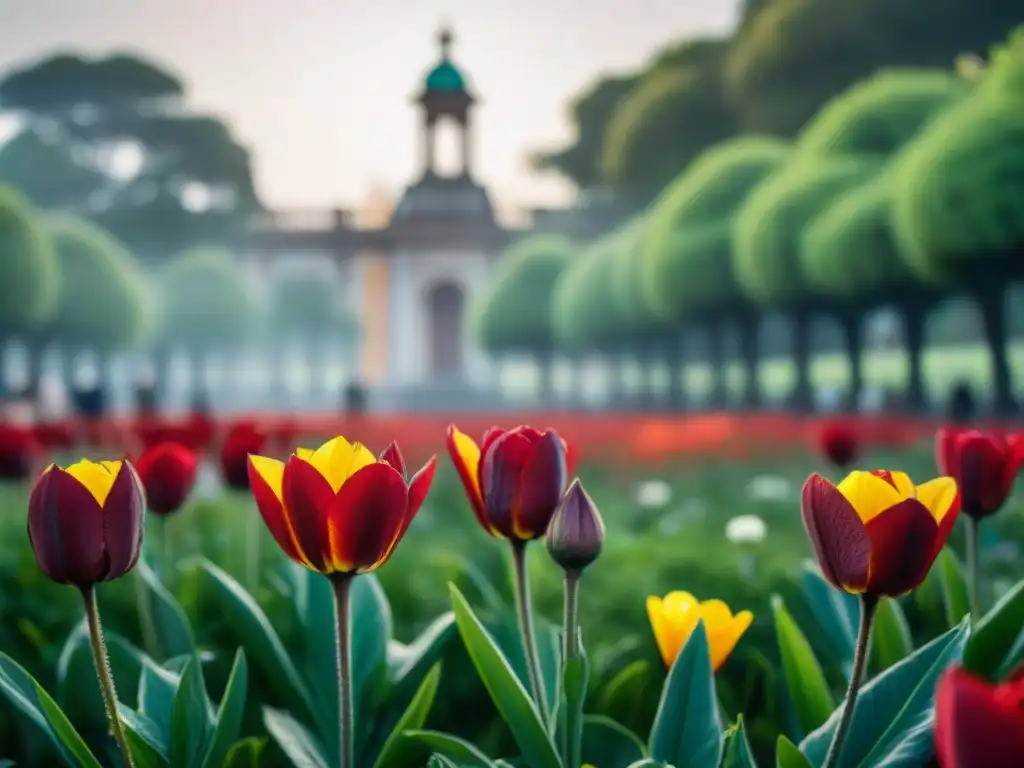 Un estallido de color en Parque Rodó Montevideo: flores vibrantes y detalles intrincados en un oasis de belleza natural