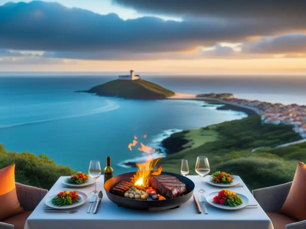 Exclusivo asado uruguayo en terraza de lujo con vista al mar en Punta del Este