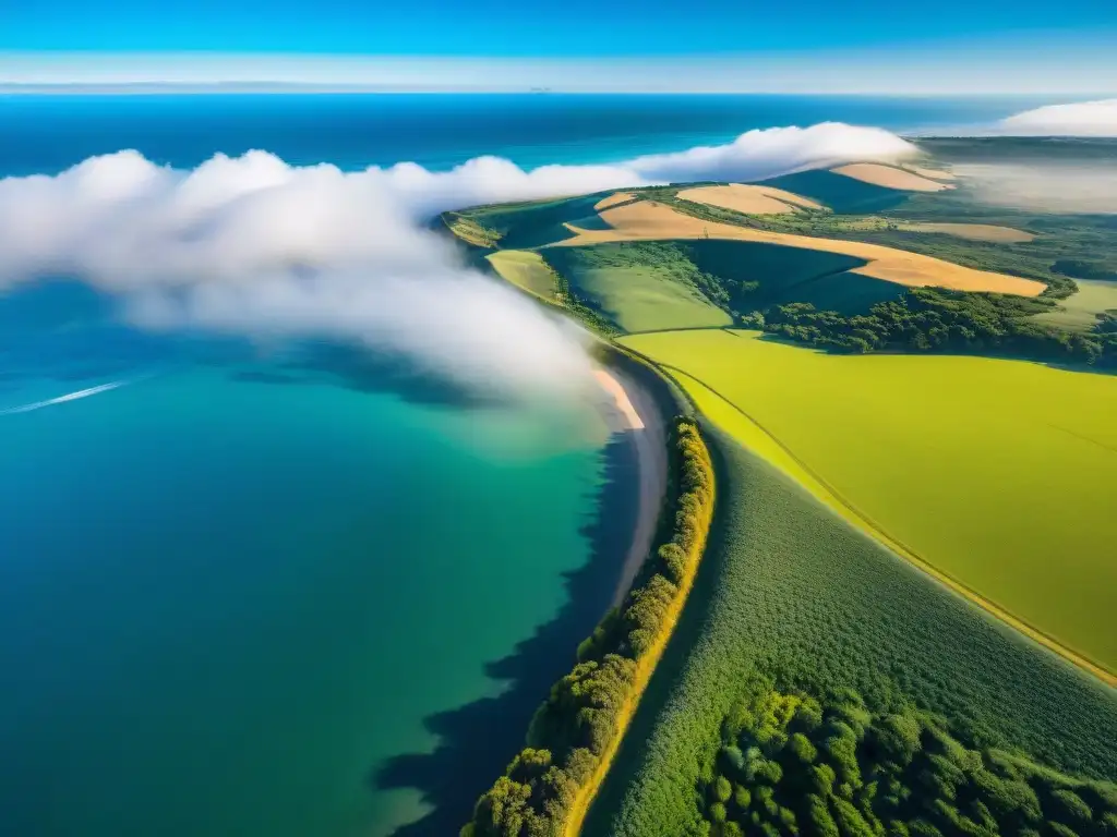 Experiencia de libertad al volar en parapente sobre las colinas y la costa de Uruguay