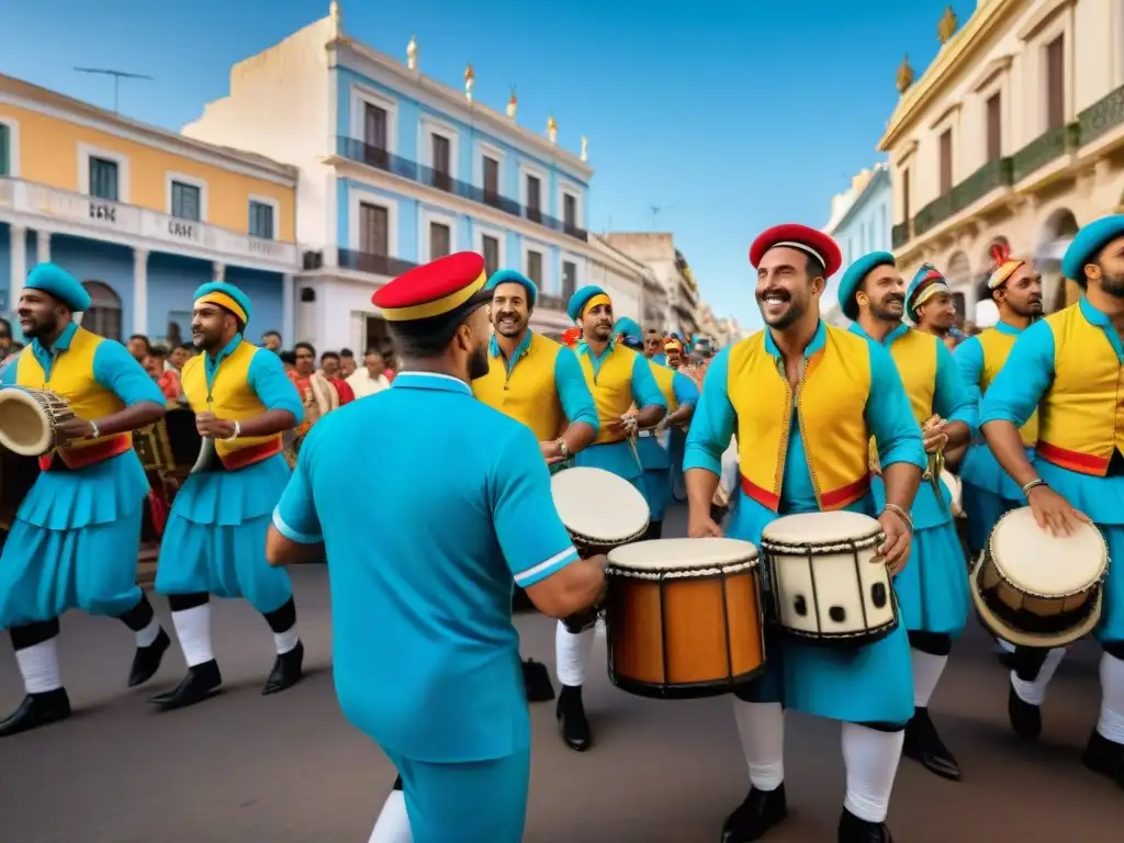 Experiencia musical afrouruguaya en Uruguay: Coloridos tamborileros interpretan Candombe en las calles de Montevideo