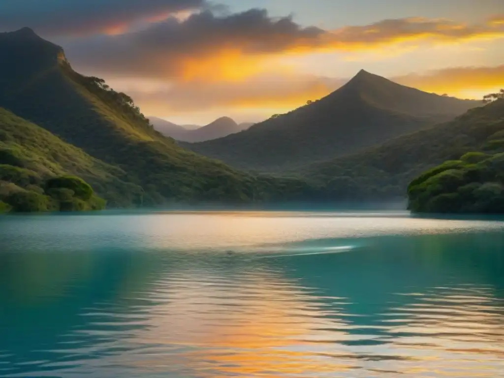 Experiencia de paddleboarding en Laguna Garzón al atardecer con colores vibrantes y conexión con la naturaleza