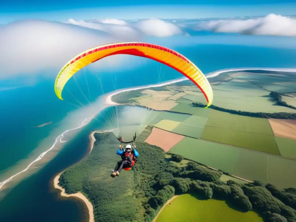 Experiencias auténticas de parapente en Uruguay: vuelo panorámico sobre paisaje pintoresco