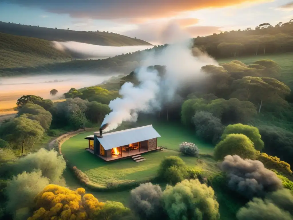 Experiencias sensoriales en cabañas de lujo entre la naturaleza uruguaya al atardecer