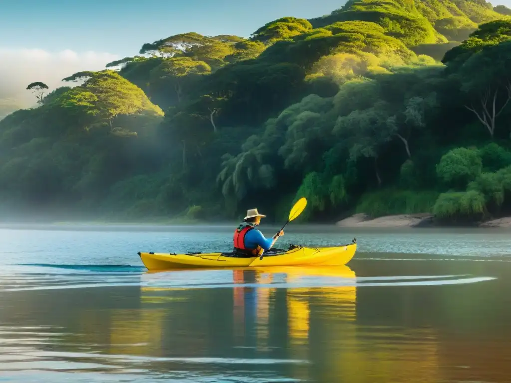 Experimentados kayaker explorando el Rio Uruguay en kayaks para expedición en Uruguay, rodeados de naturaleza exuberante