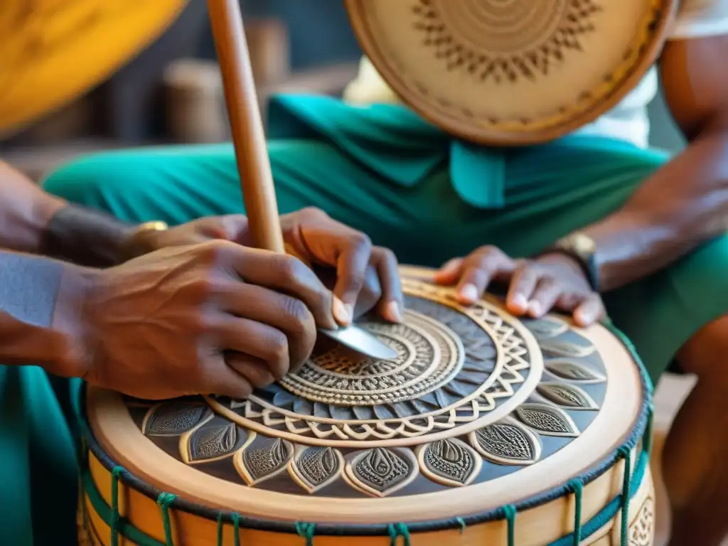 El experto artesano construye paso a paso un tambor candombe, demostrando precisión y dedicación