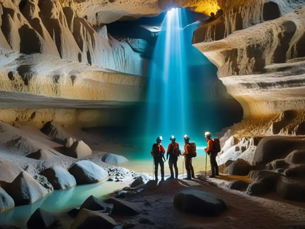 Exploración fascinante en Grutas del Palacio Uruguay: espeleólogos iluminan cámaras subterráneas con estalactitas y estalagmitas