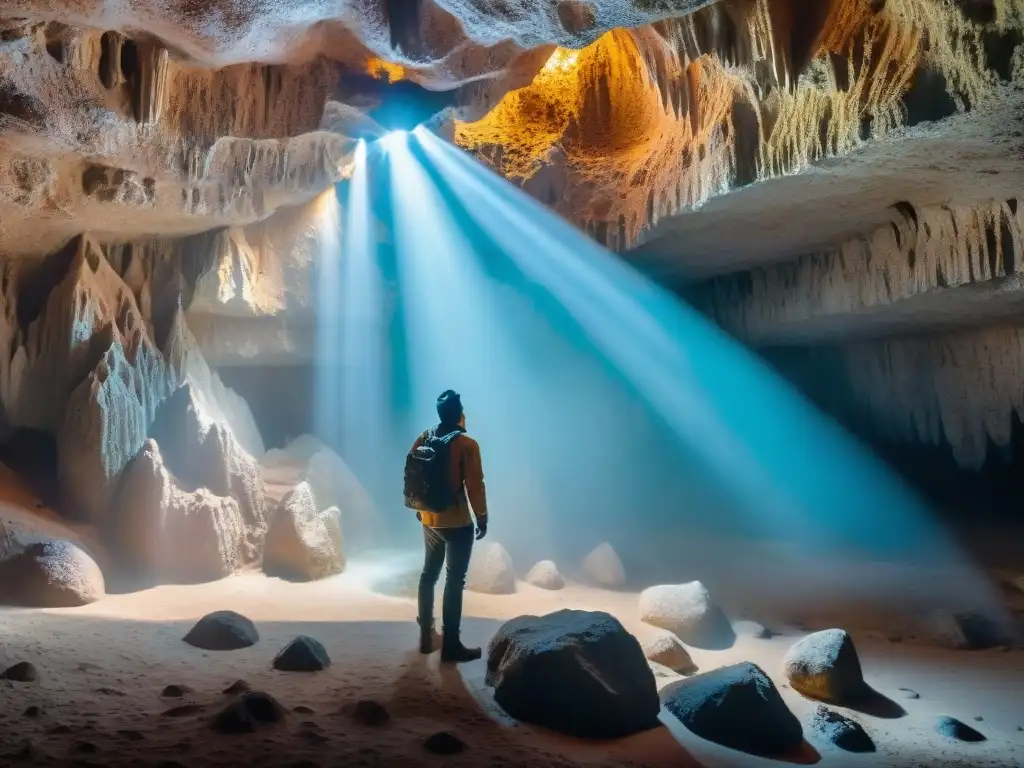 Exploración en las Grutas del Palacio Uruguay: impresionantes estalactitas y estalagmitas iluminadas por la suave luz natural