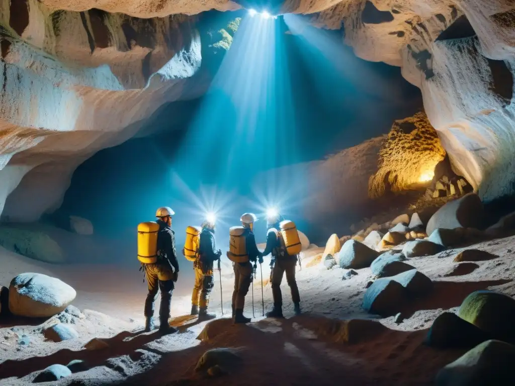 Exploradores en cueva uruguaya con Seguro de viaje aventuras subterráneas