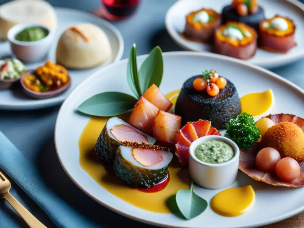 Exquisitas tapas de lujo en Montevideo, una mezcla de sabores y colores en un elegante restaurante