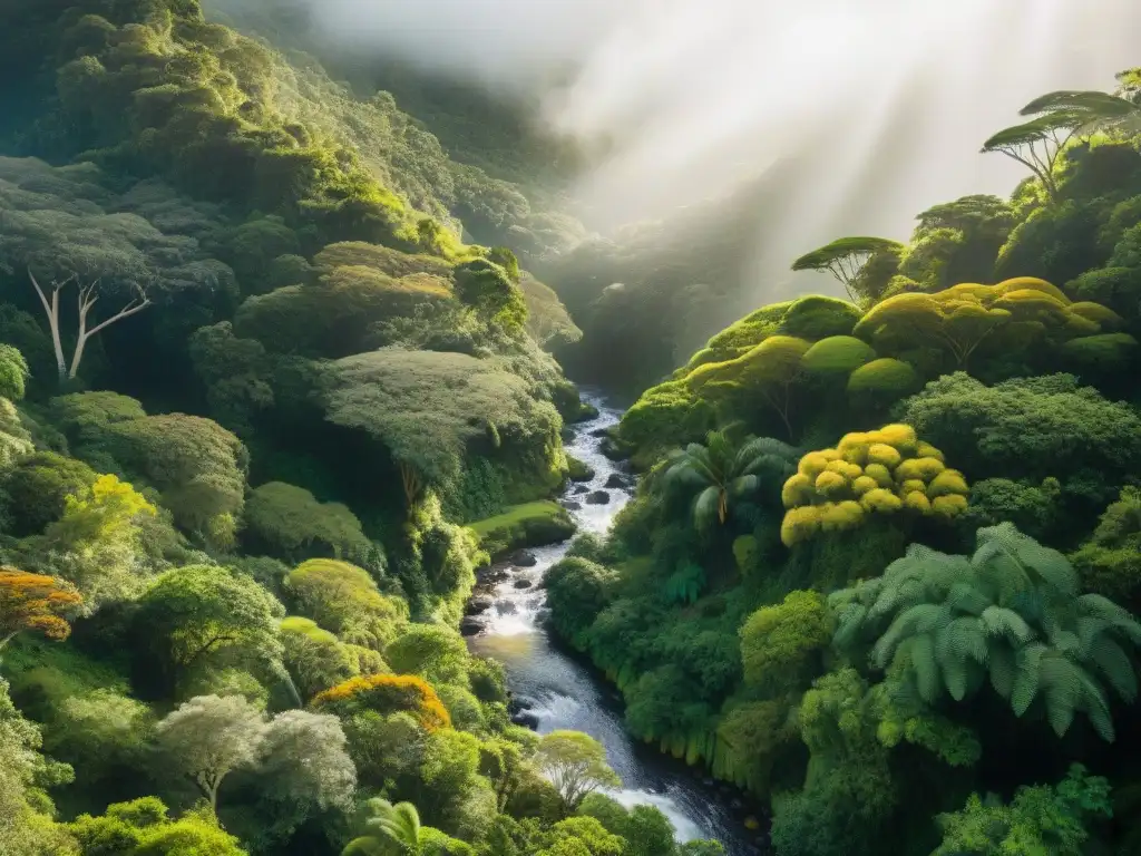 Un exuberante bosque en Uruguay con un arroyo cristalino y fauna diversa