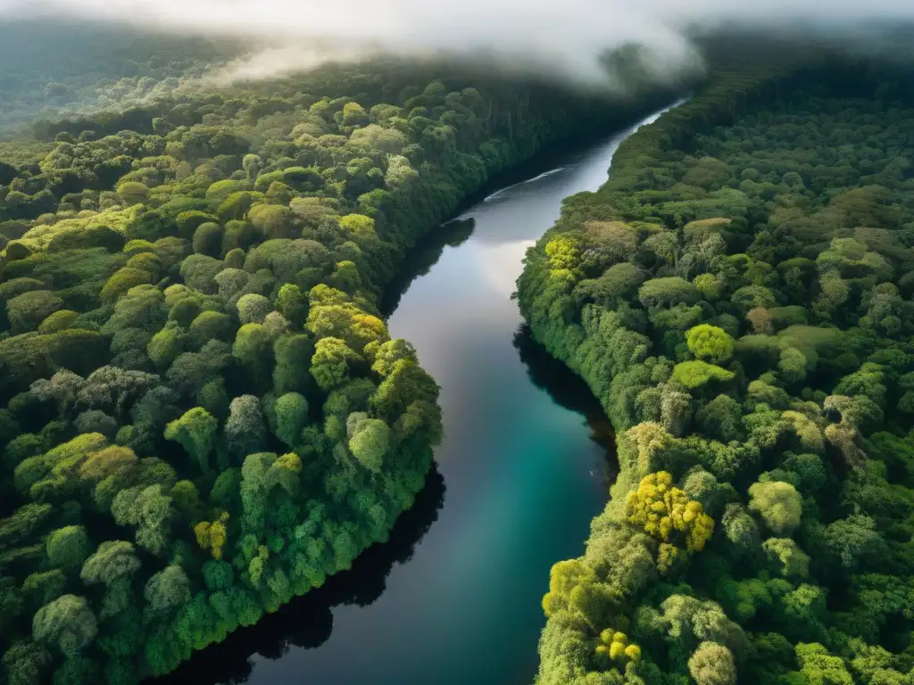 Un exuberante bosque tropical en Uruguay con diversa flora y fauna