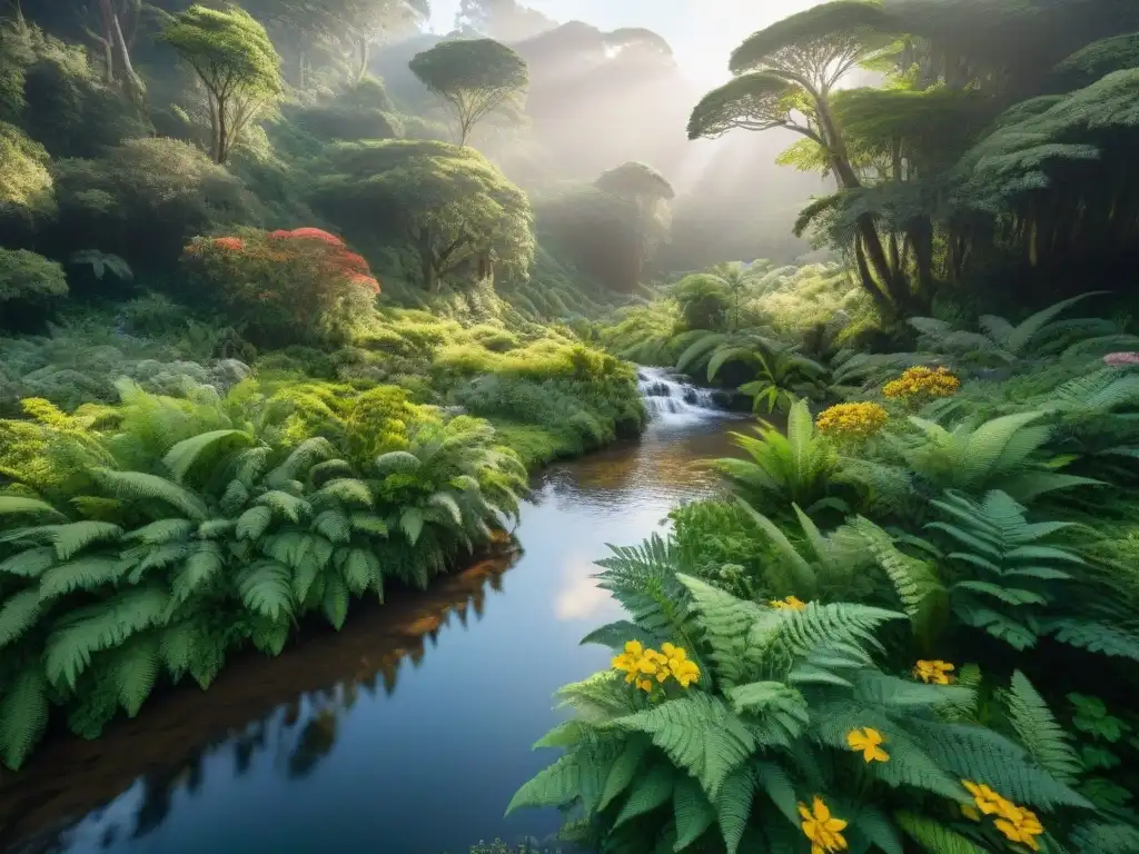 Un exuberante bosque en Valle del Lunarejo, Uruguay, con flora nativa y mariposas