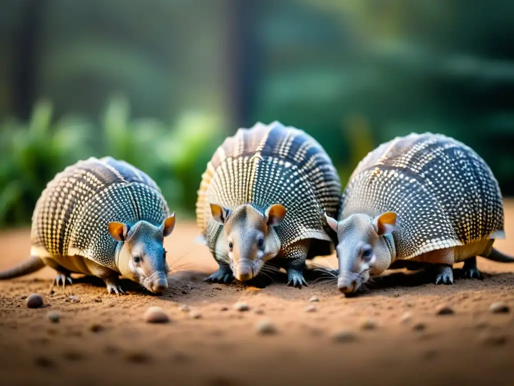 Una familia de armadillos en Uruguay muestra su adaptación a la flora y fauna local con su grueso pelaje invernal