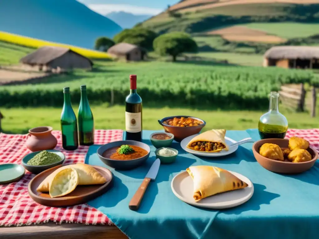 Una familia uruguaya disfruta de una comida campestre con Gastronomía rural uruguaya auténtica