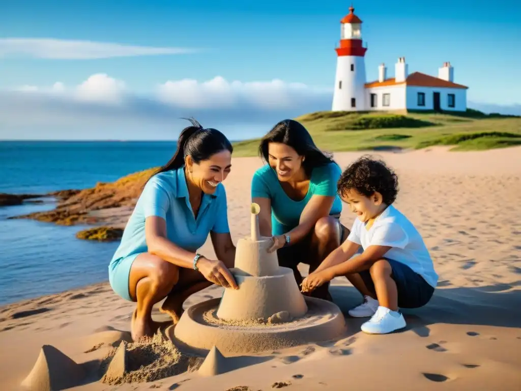 Familia feliz explorando la costa de Punta del Este