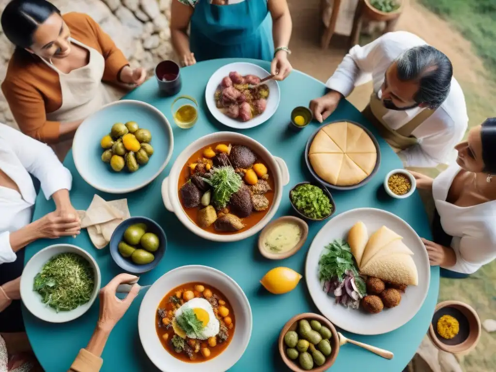 Una familia uruguaya disfruta de una mesa llena de platillos sostenibles