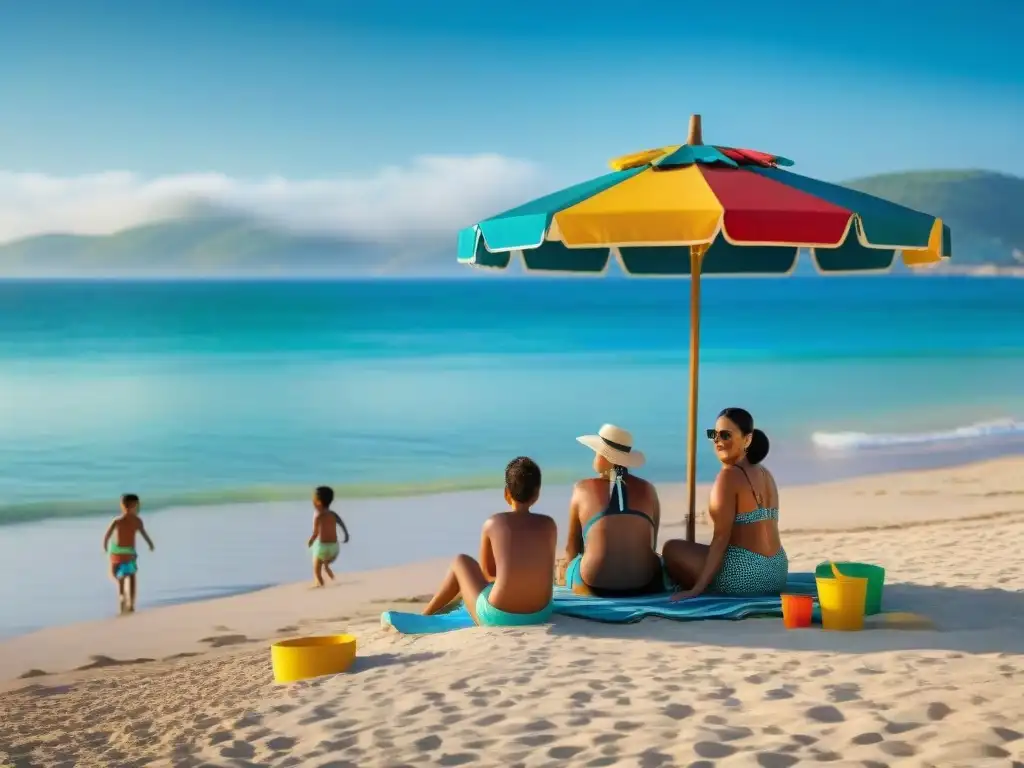 Una familia multigeneracional disfruta de aventuras en la playa de Piriápolis