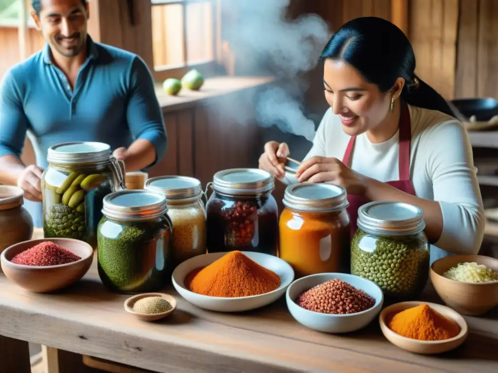 Preparación familiar de recetas fermentación chucrut kimchi en Uruguay