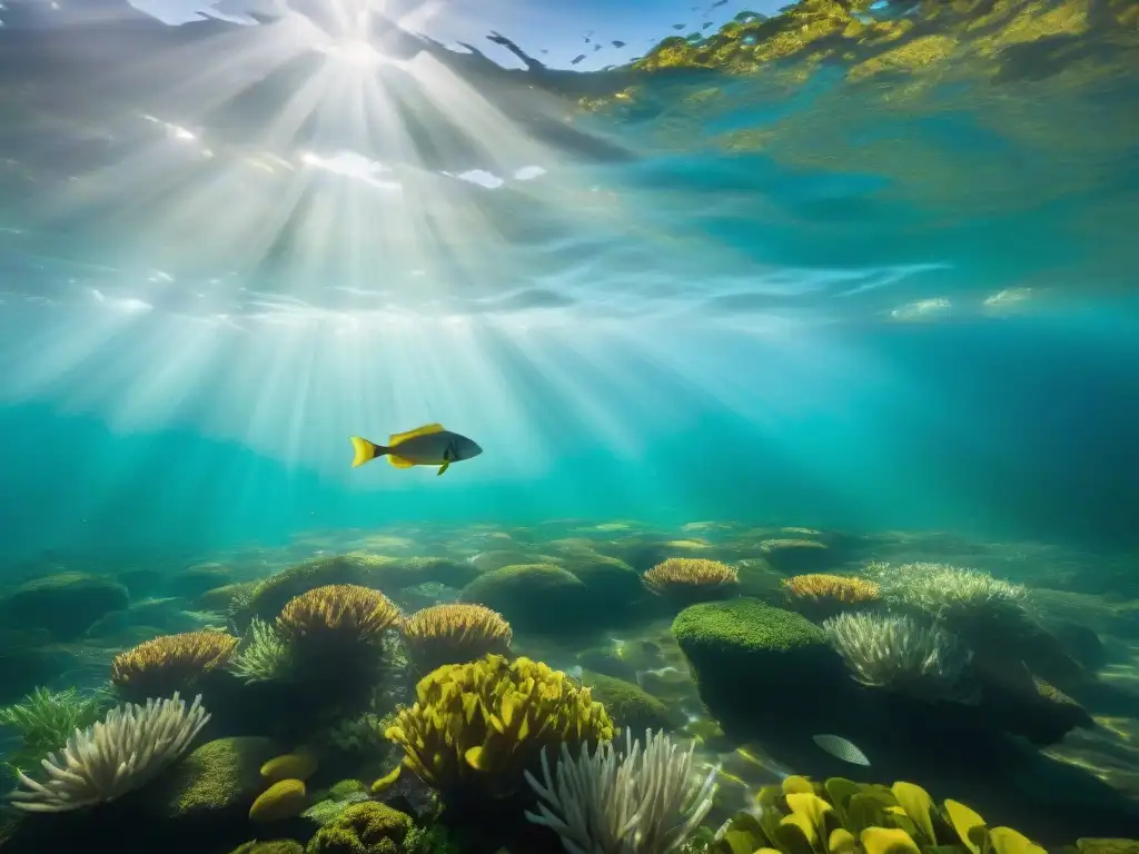 Un fascinante paisaje subacuático en un río uruguayo con peces nativos