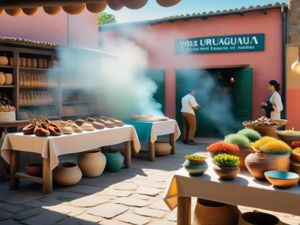 Feria artesanal en Uruguay: creatividad y color en vibrante escena de demostraciones de cuero, textiles y cerámica