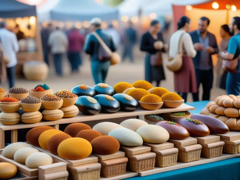 Una feria artesanal uruguaya única llena de color, texturas y detalles, donde artesanos interactúan con clientes